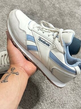 Reebok Retro Runner Sneakers in White & Light Blue